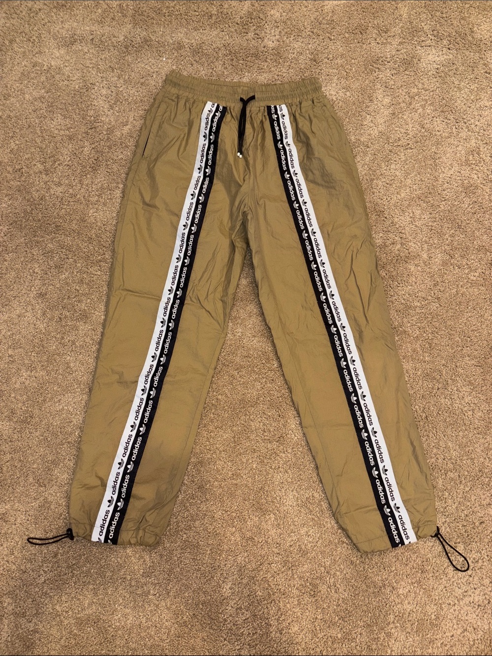 adidas Beige Jogger with Black & White Side Stripes